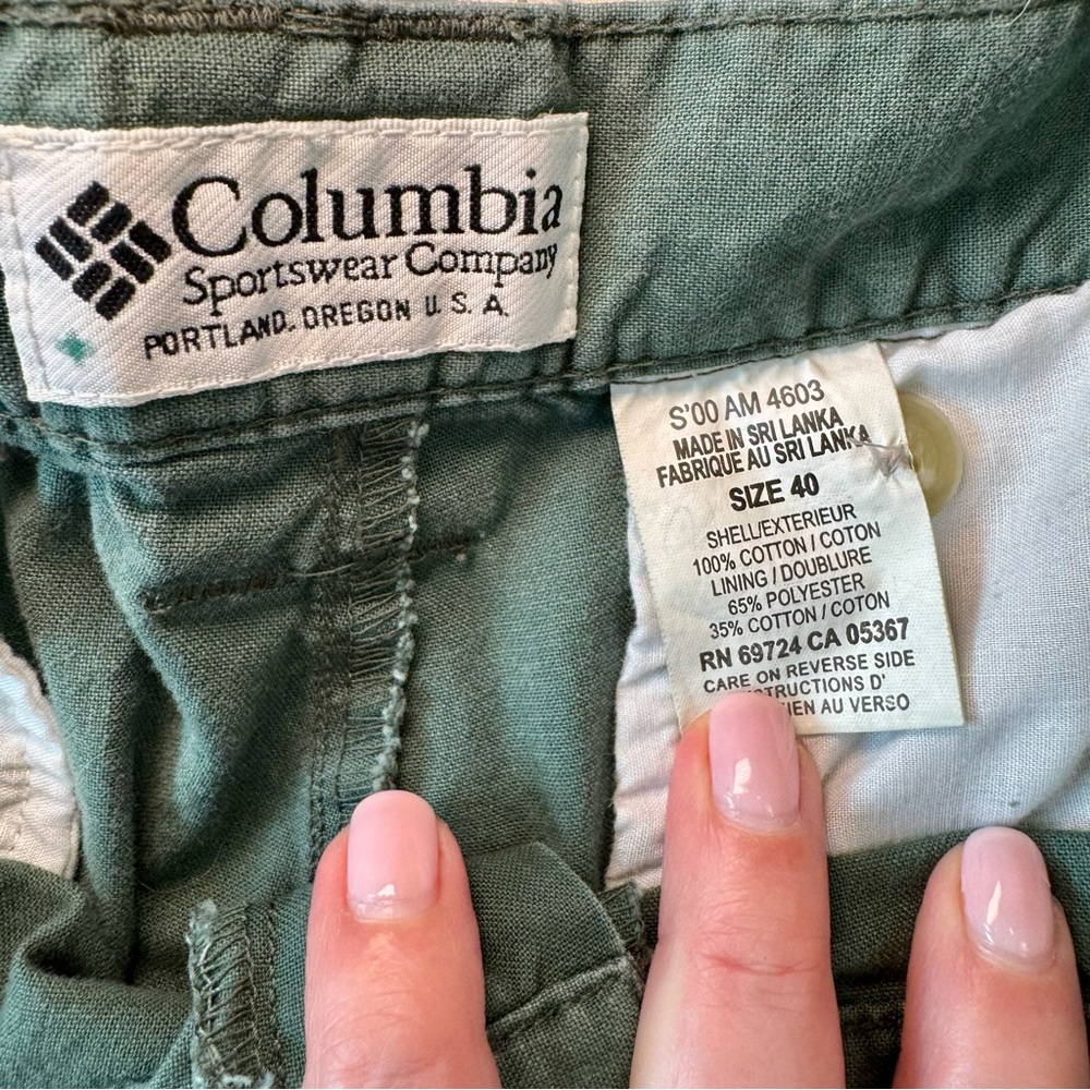Men's Columbia 100% Cotton Army Green Cargo Shorts Elastic Waistband size 40 - Picture 5 of 5